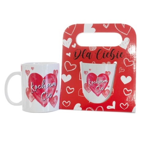 Kubek ceramiczny w ozdobnym opakowaniu z napisem "KOCHAM CIĘ" - serca Kubek ceramiczny w ozdobnym opakowaniu z napisem "KOCHAM CIĘ" - serca