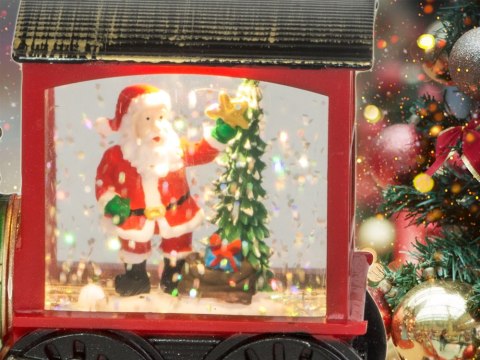 Świąteczny lampion latarenka ozdoba dekoracja led witraż lokomotywa Świąteczny lampion latarenka ozdoba dekoracja led witraż lokomotywa