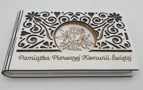 Banknotówka na pieniądze 10 x 15,5cm ażur biała KOMUNIA ŚW IHS Banknotówka na pieniądze 10 x 15,5cm ażur biała KOMUNIA ŚW IHS