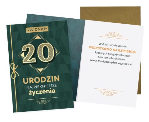 Karnet Urodziny 20 (cyfry, męskie) DK-1175 Karnet Urodziny 20 (cyfry, męskie) DK-1175
