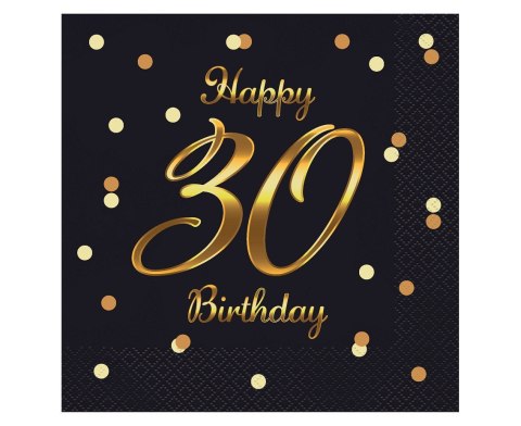 Serwetki B&C Happy 30 Birthday czarne nadruk złoty 33 x 33 cm 20 szt. PG-S30C Serwetki B&C Happy 30 Birthday czarne nadruk złoty 33 x 33 cm 20 szt. PG-S30C