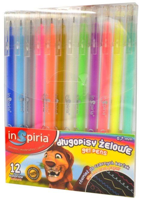 Długopisy żelowe 12 kolorów INSPIRIA Długopisy żelowe 12 kolorów INSPIRIA