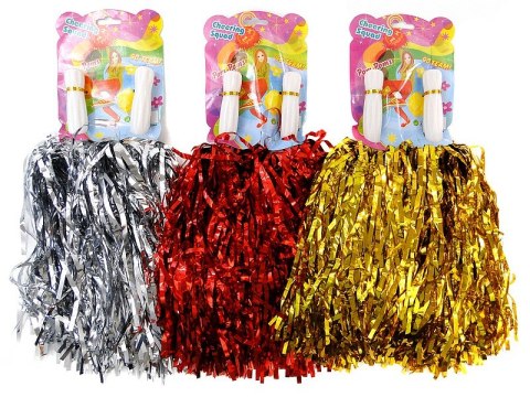 Pompony cheerleaderki 2szt. plastikowe rączki błyszczące paski, mix kolorów 17x14cm Pompony cheerleaderki 2szt. plastikowe rączki błyszczące paski, mix kolorów 17x14cm