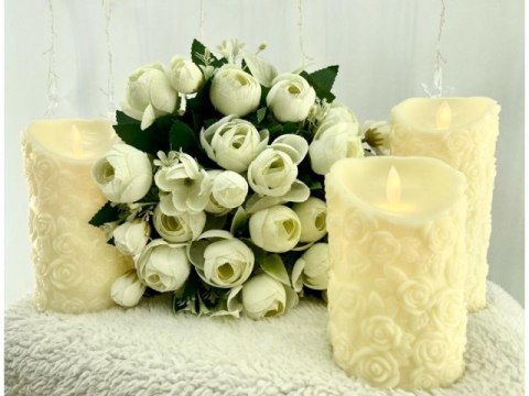 Świeca biała led 18cm ruchomy płomień RÓŻE WOSK 8772 Świeca biała led 18cm ruchomy płomień RÓŻE WOSK 8772