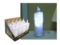 Świeca, świeczka brokatowa led z podstawą światło białe zimne 18 x 7 cm TRANSPARENTNA LK002CW Świeca, świeczka brokatowa led z podstawą światło białe zimne 18 x 7 cm TRANSPARENTNA LK002CW