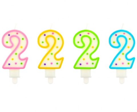 Świeczka cyferka z kropeczkami "2" 7,5 cm | PF-SCK2 Świeczka cyferka z kropeczkami "2" 7,5 cm | PF-SCK2