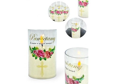Świeczka led w obudowie z płomieniem - 12,5cm "Pamiętamy Na zawsze w naszych sercach"41504 Świeczka led w obudowie z płomieniem - 12,5cm "Pamiętamy Na zawsze w naszych sercach"41504
