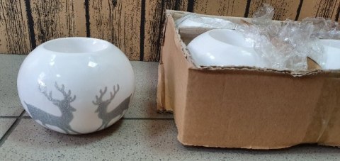 Świecznik ceramiczny 4szt. KULA RENIFER 10x9cm | RC1838-31 Świecznik ceramiczny 4szt. KULA RENIFER 10x9cm | RC1838-31