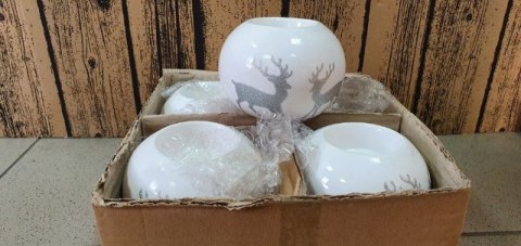 Świecznik ceramiczny 4szt. KULA RENIFER 10x9cm | RC1838-31 Świecznik ceramiczny 4szt. KULA RENIFER 10x9cm | RC1838-31