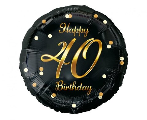 Balon foliowy B&C Happy 40 Birthday, czarny, nadruk złoty, 18" FG-O40Z Balon foliowy B&C Happy 40 Birthday, czarny, nadruk złoty, 18" FG-O40Z