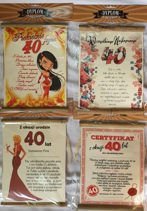 Dyplom URODZINY ''40'' dla Pani Dyplom URODZINY ''40'' dla Pani