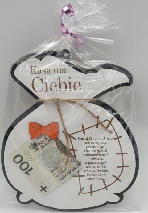 Urodzinowy worek kasa dla Ciebie "40" / 20 x 17 cm. P242W40 Urodzinowy worek kasa dla Ciebie "40" / 20 x 17 cm. P242W40
