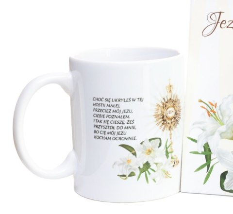 Kubek ceramiczny w ozdobnym opakowaniu "Choć się ukryłeś w tej Hostii..." Kubek ceramiczny w ozdobnym opakowaniu "Choć się ukryłeś w tej Hostii..."