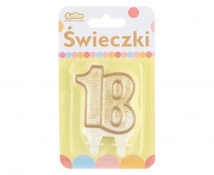 Świeczka cyferka ''18'' złoty kontur | SF-CZ18 Świeczka cyferka ''18'' złoty kontur | SF-CZ18
