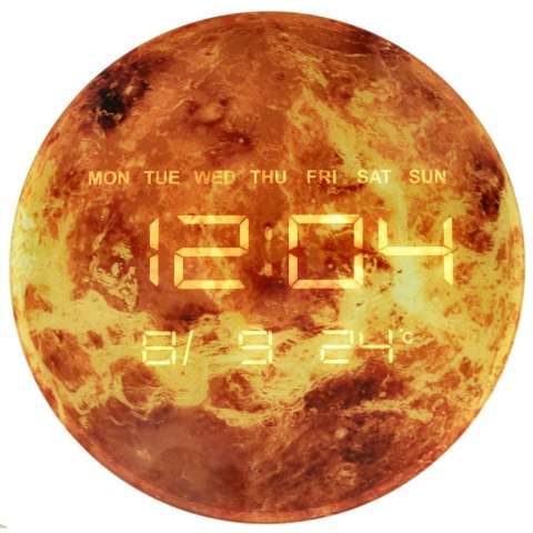 Zegar ścienny planeta mars z wyświetlaczem LED 32 cm pomarańczowy Zegar ścienny planeta mars z wyświetlaczem LED 32 cm pomarańczowy