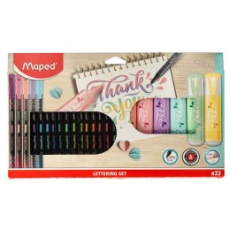 Zakreślacze cienkopisy MAPED zestaw do letteringu 22el.