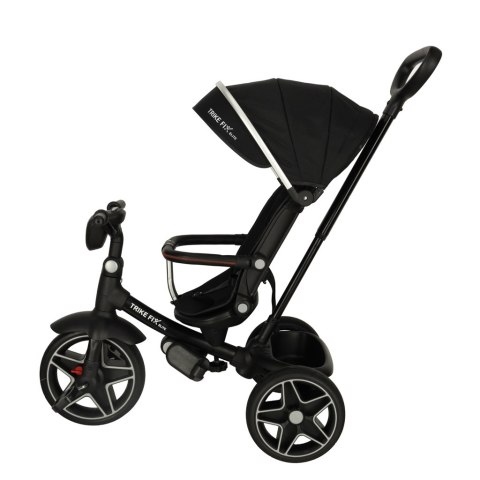 Rowerek trójkołowy TRIKE FIX Elite 2w1 z daszkiem obracany regulowany spacerówka prowadnik pasy czarny Rowerek trójkołowy TRIKE FIX Elite 2w1 z daszkiem obracany regulowany spacerówka prowadnik pasy czarny