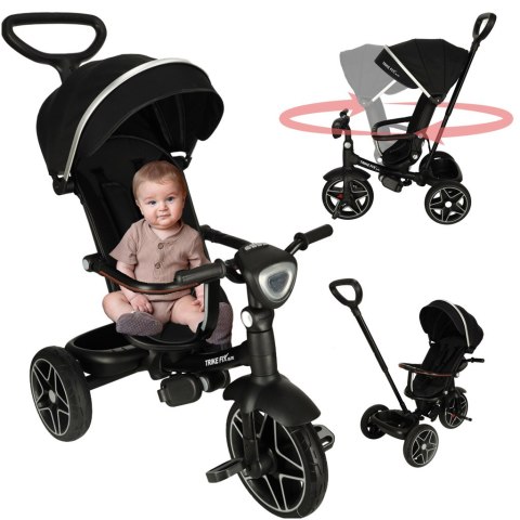 Rowerek trójkołowy TRIKE FIX Elite 2w1 z daszkiem obracany regulowany spacerówka prowadnik pasy czarny Rowerek trójkołowy TRIKE FIX Elite 2w1 z daszkiem obracany regulowany spacerówka prowadnik pasy czarny