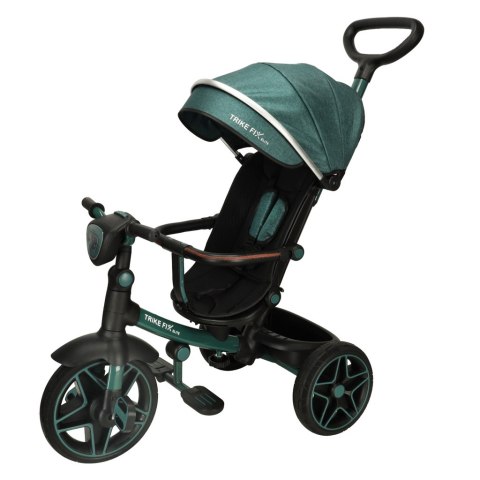 Rowerek trójkołowy TRIKE FIX Elite 2w1 z daszkiem obracany regulowany spacerówka prowadnik pasy zielony Rowerek trójkołowy TRIKE FIX Elite 2w1 z daszkiem obracany regulowany spacerówka prowadnik pasy zielony