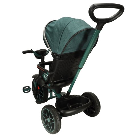 Rowerek trójkołowy TRIKE FIX Elite 2w1 z daszkiem obracany regulowany spacerówka prowadnik pasy zielony Rowerek trójkołowy TRIKE FIX Elite 2w1 z daszkiem obracany regulowany spacerówka prowadnik pasy zielony