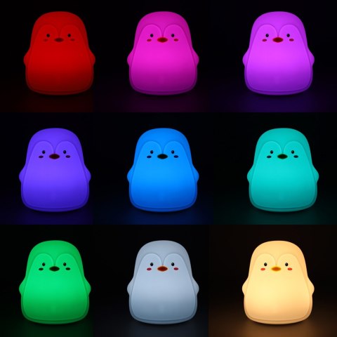 Lampka nocna dla dzieci silikonowa dotykowa miękka LED biała RGB pingwinek Lampka nocna dla dzieci silikonowa dotykowa miękka LED biała RGB pingwinek
