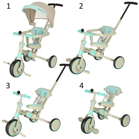 Rowerek trójkołowy TRIKE FIX V4 rower biegowy 6w1 daszek prowadnik pasy niebieski szary Rowerek trójkołowy TRIKE FIX V4 rower biegowy 6w1 daszek prowadnik pasy niebieski szary
