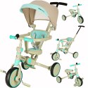Rowerek trójkołowy TRIKE FIX V4 rower biegowy 6w1 daszek prowadnik pasy niebieski szary