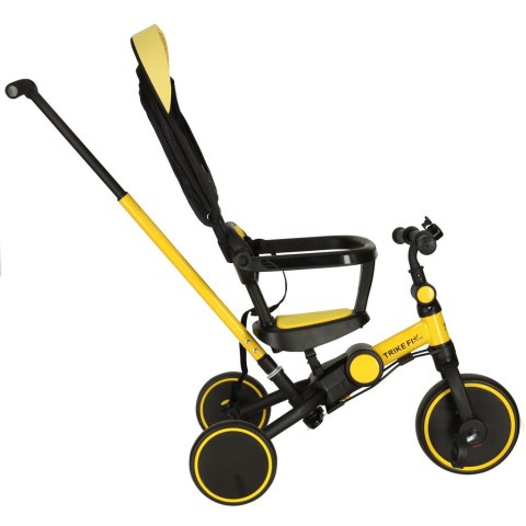 Rowerek trójkołowy TRIKE FIX V4 rower biegowy 6w1 daszek prowadnik pasy żółty czarny Rowerek trójkołowy TRIKE FIX V4 rower biegowy 6w1 daszek prowadnik pasy żółty czarny
