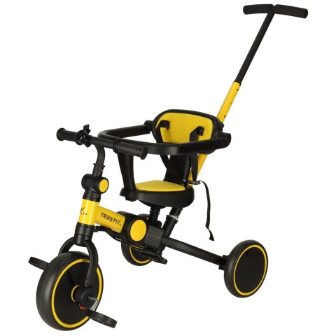 Rowerek trójkołowy TRIKE FIX V4 rower biegowy 6w1 daszek prowadnik pasy żółty czarny Rowerek trójkołowy TRIKE FIX V4 rower biegowy 6w1 daszek prowadnik pasy żółty czarny