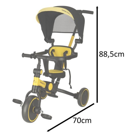 Rowerek trójkołowy TRIKE FIX V4 rower biegowy 6w1 daszek prowadnik pasy żółty czarny Rowerek trójkołowy TRIKE FIX V4 rower biegowy 6w1 daszek prowadnik pasy żółty czarny