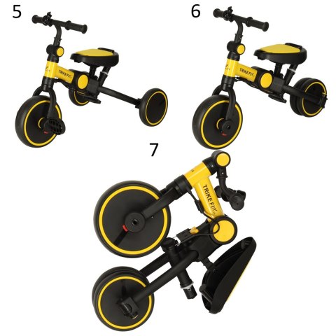 Rowerek trójkołowy TRIKE FIX V4 rower biegowy 6w1 daszek prowadnik pasy żółty czarny Rowerek trójkołowy TRIKE FIX V4 rower biegowy 6w1 daszek prowadnik pasy żółty czarny
