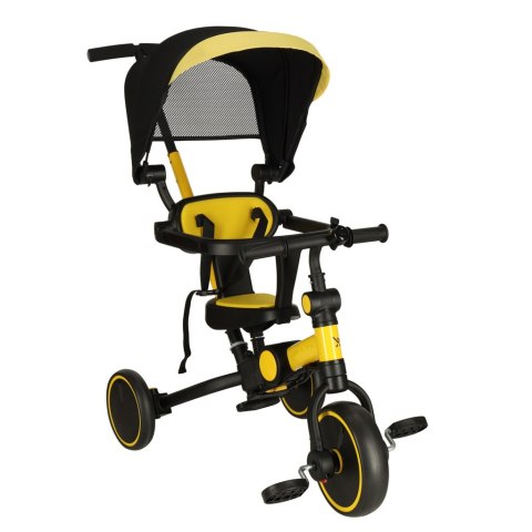 Rowerek trójkołowy TRIKE FIX V4 rower biegowy 6w1 daszek prowadnik pasy żółty czarny Rowerek trójkołowy TRIKE FIX V4 rower biegowy 6w1 daszek prowadnik pasy żółty czarny