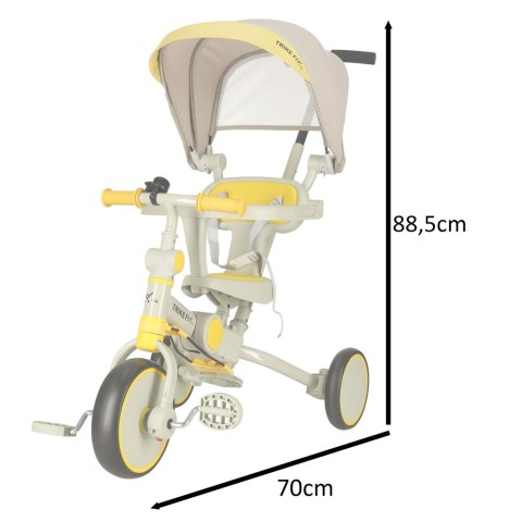 Rowerek trójkołowy TRIKE FIX V4 rower biegowy 6w1 daszek prowadnik pasy żółty szary Rowerek trójkołowy TRIKE FIX V4 rower biegowy 6w1 daszek prowadnik pasy żółty szary