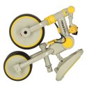 Rowerek trójkołowy TRIKE FIX V4 rower biegowy 6w1 daszek prowadnik pasy żółty szary
