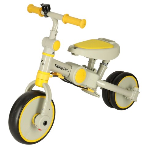 Rowerek trójkołowy TRIKE FIX V4 rower biegowy 6w1 daszek prowadnik pasy żółty szary Rowerek trójkołowy TRIKE FIX V4 rower biegowy 6w1 daszek prowadnik pasy żółty szary