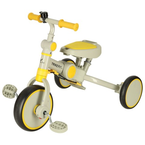 Rowerek trójkołowy TRIKE FIX V4 rower biegowy 6w1 daszek prowadnik pasy żółty szary Rowerek trójkołowy TRIKE FIX V4 rower biegowy 6w1 daszek prowadnik pasy żółty szary