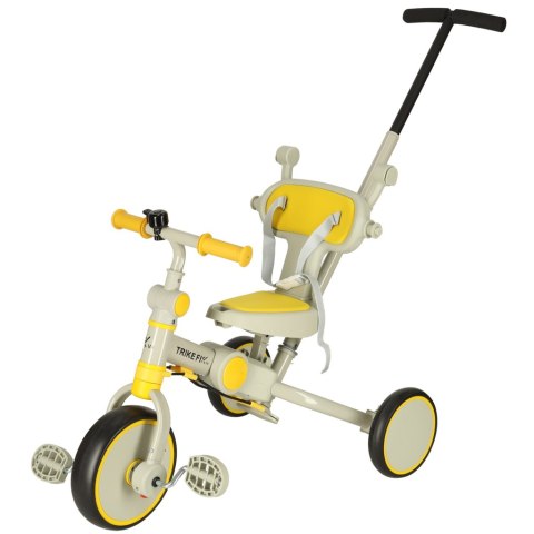 Rowerek trójkołowy TRIKE FIX V4 rower biegowy 6w1 daszek prowadnik pasy żółty szary Rowerek trójkołowy TRIKE FIX V4 rower biegowy 6w1 daszek prowadnik pasy żółty szary