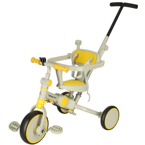 Rowerek trójkołowy TRIKE FIX V4 rower biegowy 6w1 daszek prowadnik pasy żółty szary Rowerek trójkołowy TRIKE FIX V4 rower biegowy 6w1 daszek prowadnik pasy żółty szary