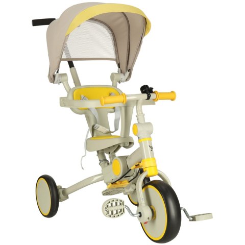 Rowerek trójkołowy TRIKE FIX V4 rower biegowy 6w1 daszek prowadnik pasy żółty szary Rowerek trójkołowy TRIKE FIX V4 rower biegowy 6w1 daszek prowadnik pasy żółty szary