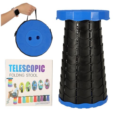 Krzesło składane taboret teleskopowy turystyczny przenośny niebieski 200kg Krzesło składane taboret teleskopowy turystyczny przenośny niebieski 200kg