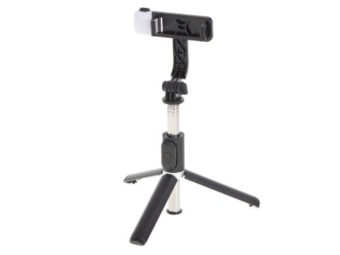 Kijek do selfie lampka LED statyw tripod czarny Kijek do selfie lampka LED statyw tripod czarny