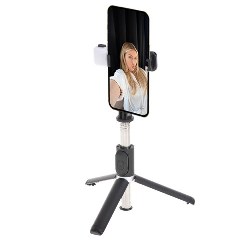 Kijek do selfie lampka LED statyw tripod czarny Kijek do selfie lampka LED statyw tripod czarny