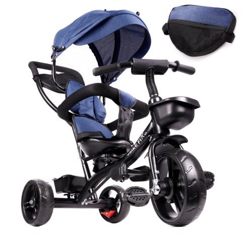 Rowerek trójkołowy Trike Fix Lite 3w1 z daszkiem obracany regulowany spacerówka prowadnik pasy granatowy Rowerek trójkołowy Trike Fix Lite 3w1 z daszkiem obracany regulowany spacerówka prowadnik pasy granatowy