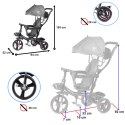 Rowerek trójkołowy Trike Fix Lite 3w1 z daszkiem obracany regulowany spacerówka prowadnik pasy szary