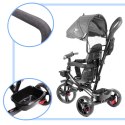 Rowerek trójkołowy Trike Fix Lite 3w1 z daszkiem obracany regulowany spacerówka prowadnik pasy szary
