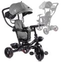 Rowerek trójkołowy Trike Fix Lite 3w1 z daszkiem obracany regulowany spacerówka prowadnik pasy szary