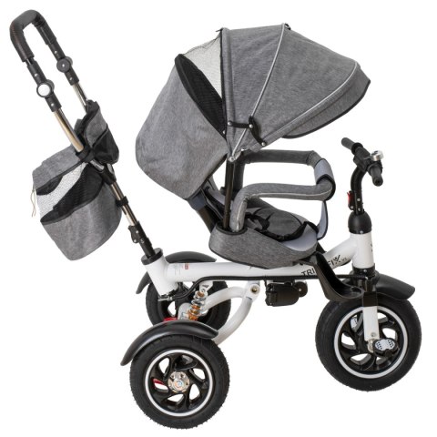 Rowerek Trójkołowy Trike Fix 3w1 z daszkiem obracany regulowany spacerówka prowadnik pasy V3 szary Rowerek Trójkołowy Trike Fix 3w1 z daszkiem obracany regulowany spacerówka prowadnik pasy V3 szary