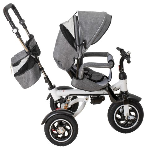 Rowerek Trójkołowy Trike Fix 3w1 z daszkiem obracany regulowany spacerówka prowadnik pasy V3 szary Rowerek Trójkołowy Trike Fix 3w1 z daszkiem obracany regulowany spacerówka prowadnik pasy V3 szary