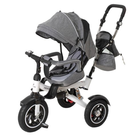 Rowerek Trójkołowy Trike Fix 3w1 z daszkiem obracany regulowany spacerówka prowadnik pasy V3 szary Rowerek Trójkołowy Trike Fix 3w1 z daszkiem obracany regulowany spacerówka prowadnik pasy V3 szary
