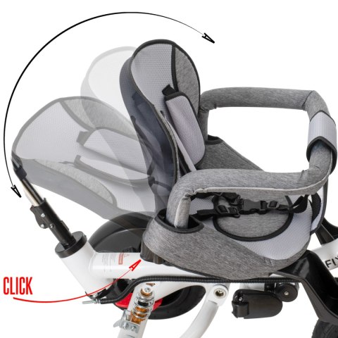 Rowerek Trójkołowy Trike Fix 3w1 z daszkiem obracany regulowany spacerówka prowadnik pasy V3 szary Rowerek Trójkołowy Trike Fix 3w1 z daszkiem obracany regulowany spacerówka prowadnik pasy V3 szary